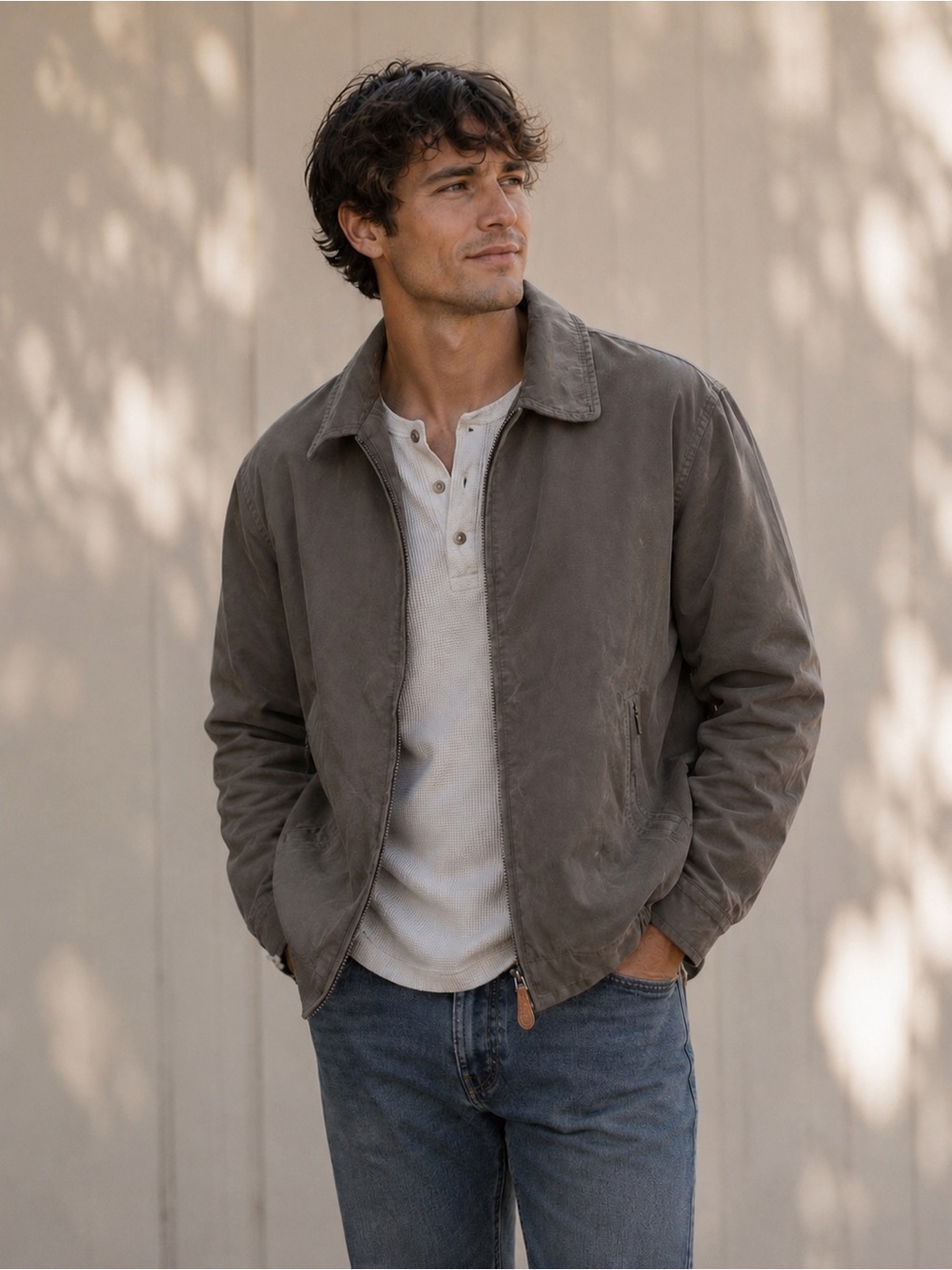 London Fog Casual Olive Green Mesh Lined Zip Front Bomber Style Jacket